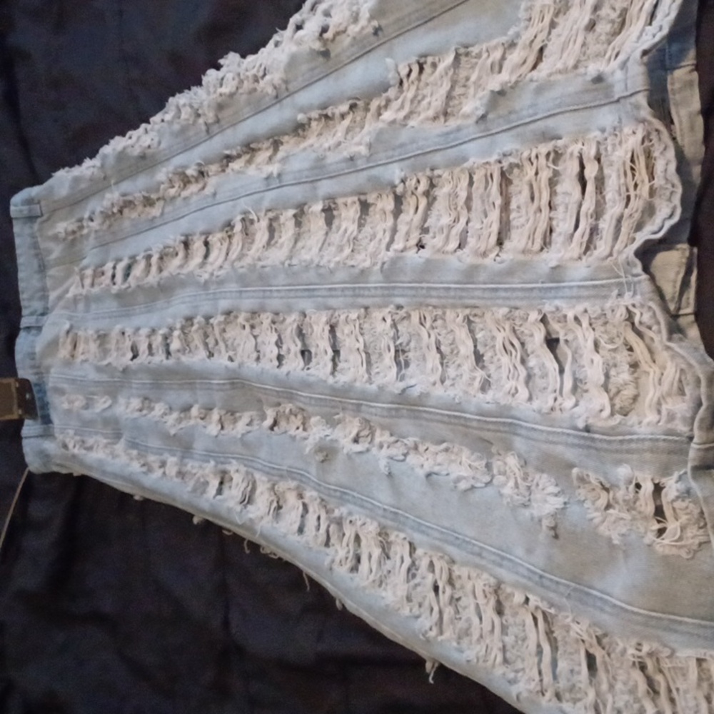 Jean long ripped skirt